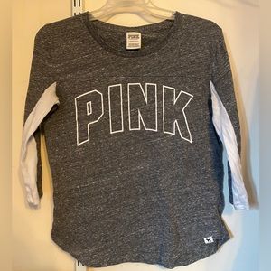 Pink gray and white shirt